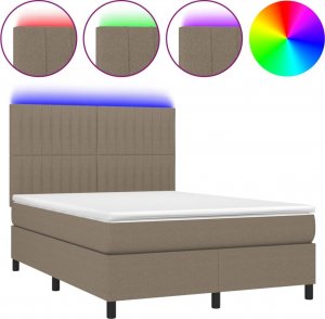 vidaXL vidaXL Łóżko kontynentalne z materacem, taupe, 140x190 cm, tkanina 2