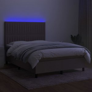 vidaXL vidaXL Łóżko kontynentalne z materacem, taupe, 140x190 cm, tkanina 4