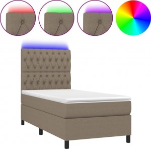 vidaXL vidaXL Łóżko kontynentalne z materacem, taupe, 90x190 cm, tkanina 2