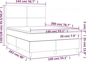 vidaXL vidaXL Łóżko kontynentalne z materacem i LED zielony aksamit 140x200cm 8