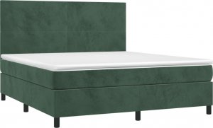 vidaXL vidaXL Łóżko kontynentalne z materacem i LED zielony aksamit 160x200cm 3