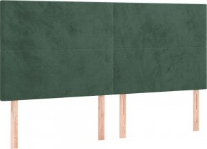 vidaXL vidaXL Łóżko kontynentalne z materacem i LED zielony aksamit 160x200cm 7