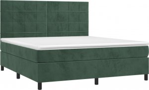 vidaXL vidaXL Łóżko kontynentalne z materacem i LED zielony aksamit 180x200cm 3