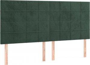 vidaXL vidaXL Łóżko kontynentalne z materacem i LED zielony aksamit 180x200cm 7