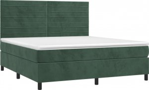 vidaXL vidaXL Łóżko kontynentalne z materacem i LED zielony aksamit 160x200cm 3