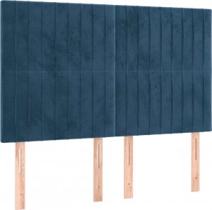 vidaXL vidaXL Łóżko kontynentalne, materac i LED, niebieski aksamit 140x190cm 7