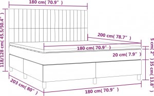 vidaXL vidaXL Łóżko kontynentalne z materacem i LED zielony aksamit 180x200cm 8