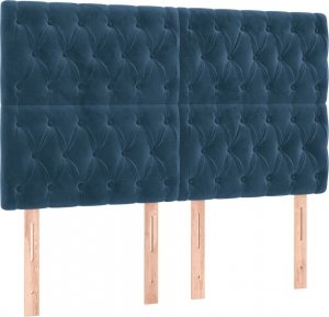 vidaXL vidaXL Łóżko kontynentalne, materac i LED, niebieski aksamit 140x190cm 7
