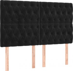 vidaXL vidaXL Łóżko kontynentalne z materacem i LED, czarny aksamit 160x200cm 7