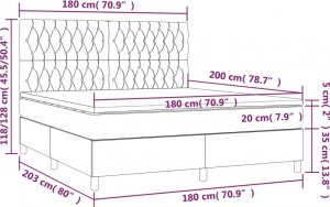 vidaXL vidaXL Łóżko kontynentalne z materacem i LED zielony aksamit 180x200cm 8