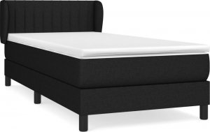 vidaXL vidaXL Łóżko kontynentalne z materacem, czarne, tkanina, 90x200 cm 2