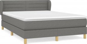 vidaXL vidaXL Łóżko kontynentalne z materacem, ciemnoszara tkanina 140x190 cm 2