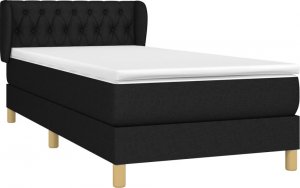 vidaXL vidaXL Łóżko kontynentalne z materacem, czarne, tkanina 90x190 cm 3