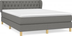 vidaXL vidaXL Łóżko kontynentalne z materacem, ciemnoszara tkanina 140x190 cm 2