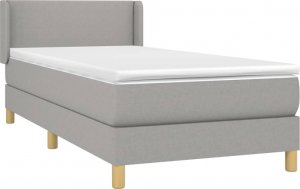 vidaXL vidaXL Łóżko kontynentalne z materacem, jasnoszare, tkanina, 90x190 cm 3