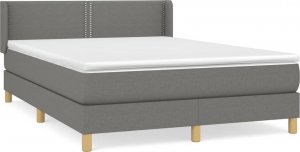 vidaXL vidaXL Łóżko kontynentalne z materacem, ciemnoszara tkanina 140x190 cm 2