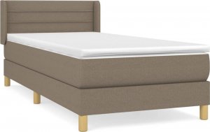 vidaXL vidaXL Łóżko kontynentalne z materacem, taupe, tkanina, 90x190 cm 2
