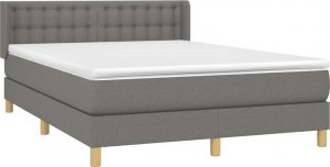 vidaXL vidaXL Łóżko kontynentalne z materacem, ciemnoszara tkanina 140x190 cm 3