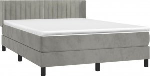 vidaXL vidaXL Łóżko kontynentalne z materacem, jasnoszare, aksamit, 140x190cm 3