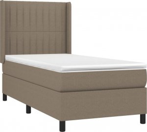 vidaXL vidaXL Łóżko kontynentalne z materacem, taupe, tkanina, 90x190 cm 3