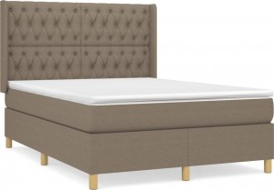 vidaXL vidaXL Łóżko kontynentalne z materacem, taupe, tkanina, 140x190 cm 2