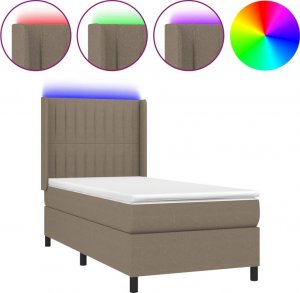 vidaXL vidaXL Łóżko kontynentalne z materacem, taupe, 90x190 cm, tkanina 2
