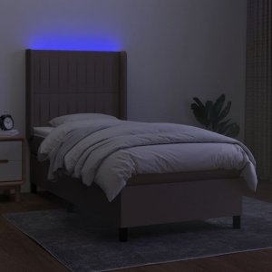 vidaXL vidaXL Łóżko kontynentalne z materacem, taupe, 90x190 cm, tkanina 3