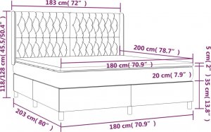 vidaXL vidaXL Łóżko kontynentalne z materacem, czarne, 180 x 200 cm, tkanina 8