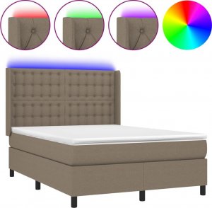 vidaXL vidaXL Łóżko kontynentalne z materacem, taupe, 140x190 cm, tkanina 2