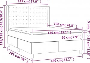 vidaXL vidaXL Łóżko kontynentalne z materacem, taupe, 140x190 cm, tkanina 8