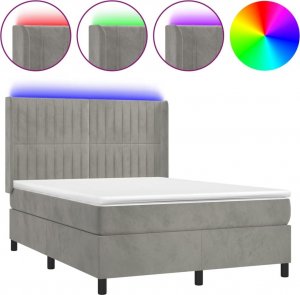 vidaXL vidaXL Łóżko kontynentalne z materacem, jasnoszare, 140x190cm, aksamit 2