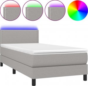 vidaXL vidaXL Łóżko kontynentalne z materacem, jasnoszare, 90x190cm, tkanina 2