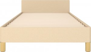 vidaXL Rama łóżka z zagłówkiem, kremowa, 100x200 cm, obita tkaniną 5