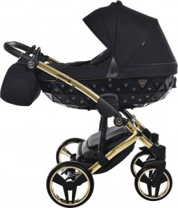 Wózek Junama JUNAMA EXCLUSIVE unikatowy wózek dziecięcy 3w1 V2 czarno złoty 01 fotelik KITE 1