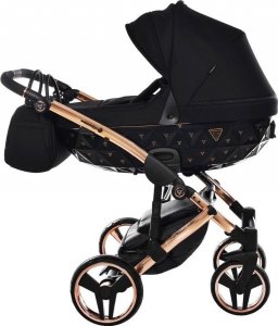 Wózek Junama EXCLUSIVE JUNAMA wózek dziecięcy czarno miedziany diamenciki 3W1 V2 + fotelik 02 1