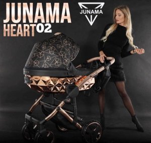 Wózek Junama JUNAMA HEART 2w1 wózek dziecięcy czarny miedziany zjawiskowy eko skóra 1