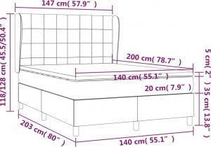 vidaXL vidaXL Łóżko kontynentalne z materacem, taupe, tkanina, 140x200 cm 7