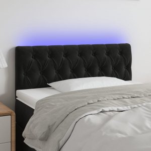 vidaXL vidaXL Zagłówek do łóżka z LED, czarny, 100x7x78/88 cm, aksamit 1