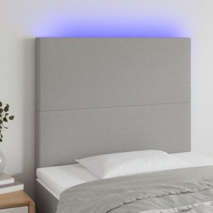 vidaXL vidaXL Zagłówek do łóżka z LED, jasnoszary, 100x5x118/128 cm, tkanina 1