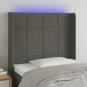 vidaXL vidaXL Zagłówek do łóżka z LED, ciemnoszary, 103x16x118/128cm, aksamit 1