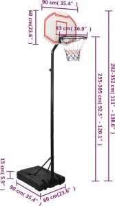 vidaXL vidaXL Stojak do koszykówki, biały, 282-352 cm, polietylen 9