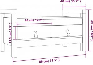 vidaXL vidaXL Ławka do przedpokoju, miodowy brąz, 80x40x43 cm, drewno sosnowe 10