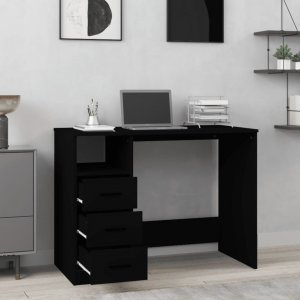 Biurko vidaXL vidaXL Biurko z szufladami, czarne, 102x50x76 cm 3