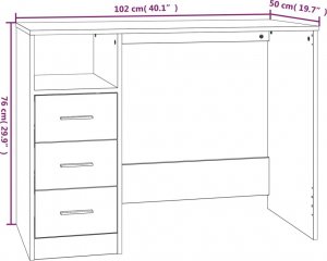 Biurko vidaXL vidaXL Biurko z szufladami, czarne, 102x50x76 cm 9