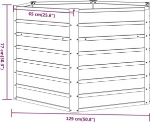 vidaXL Donica ogrodowa, szara, 129x129x77 cm, stal kortenowska 7