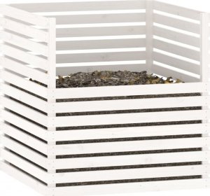 vidaXL Kompostownik, biały, 100x100x102 cm, lite drewno sosnowe 4