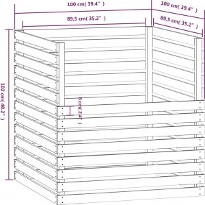 vidaXL Kompostownik, 100x100x102 cm, lite drewno sosnowe 8