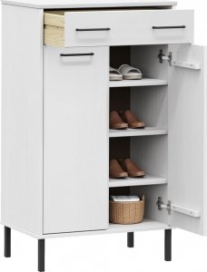 vidaXL vidaXL Szafka na buty OSLO, metalowe nóżki, biała, sosnowa 3