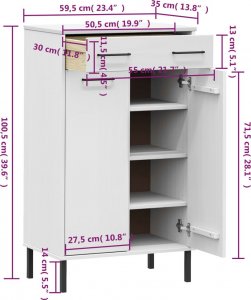 vidaXL vidaXL Szafka na buty OSLO, metalowe nóżki, biała, sosnowa 8