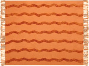 Beliani Bawełniany koc 125 x 150 cm pomarańczowy KHARI! 3